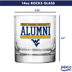 Set of 2 West Virginia Mountaineers 14oz Alumni Rocks Glasses