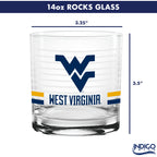 Set of 2 West Virginia Mountaineers 14oz Ring Rocks Glasses