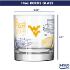 Set of 2 West Virginia Mountaineers Campus Line Art 14oz Rocks Glasses