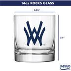Set of 2 West Virginia Mountaineers College Vault Sketch 14oz Rocks Glasses