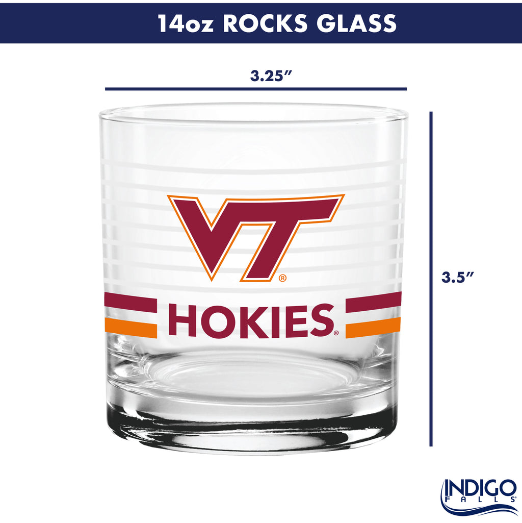 Set of 2 Virginia Tech Hokies 14oz Ring Rocks Glasses