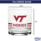 Set of 2 Virginia Tech Hokies 14oz Ring Rocks Glasses