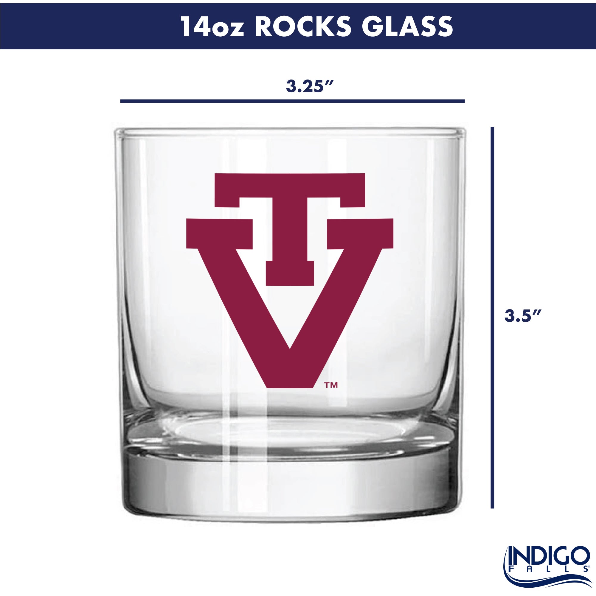 Set of 2 Virginia Tech Hokies College Vault Sketch 14oz Rocks Glasses