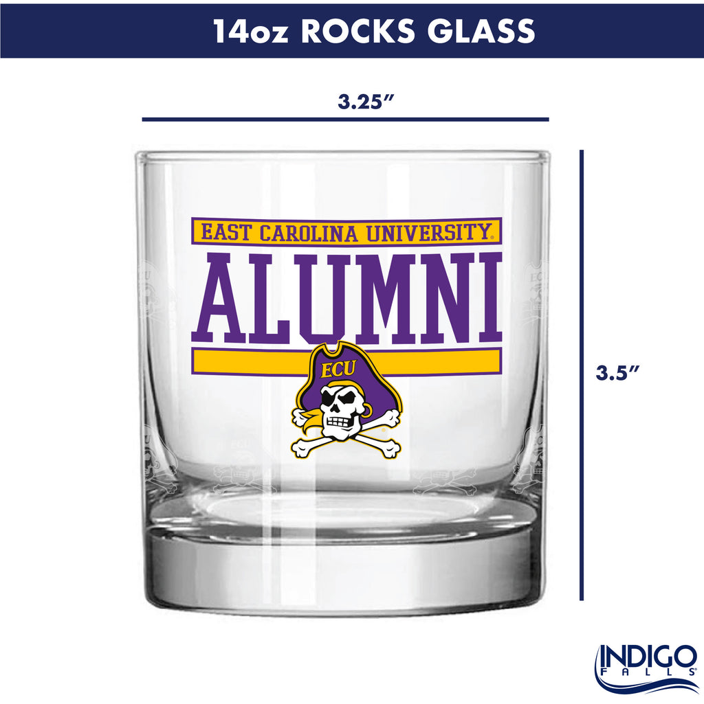 Set of 2 East Carolina Pirates 14oz Alumni Rocks Glasses