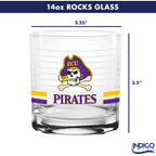 Set of 2 East Carolina Pirates 14oz Ring Rocks Glasses