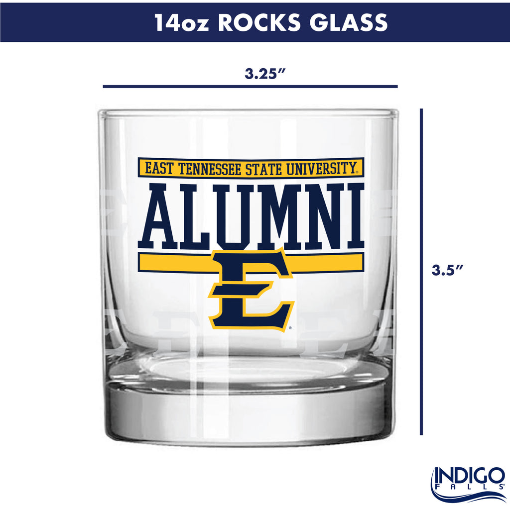 Set of 2 East Tennessee Buccaneers 14oz Alumni Rocks Glasses