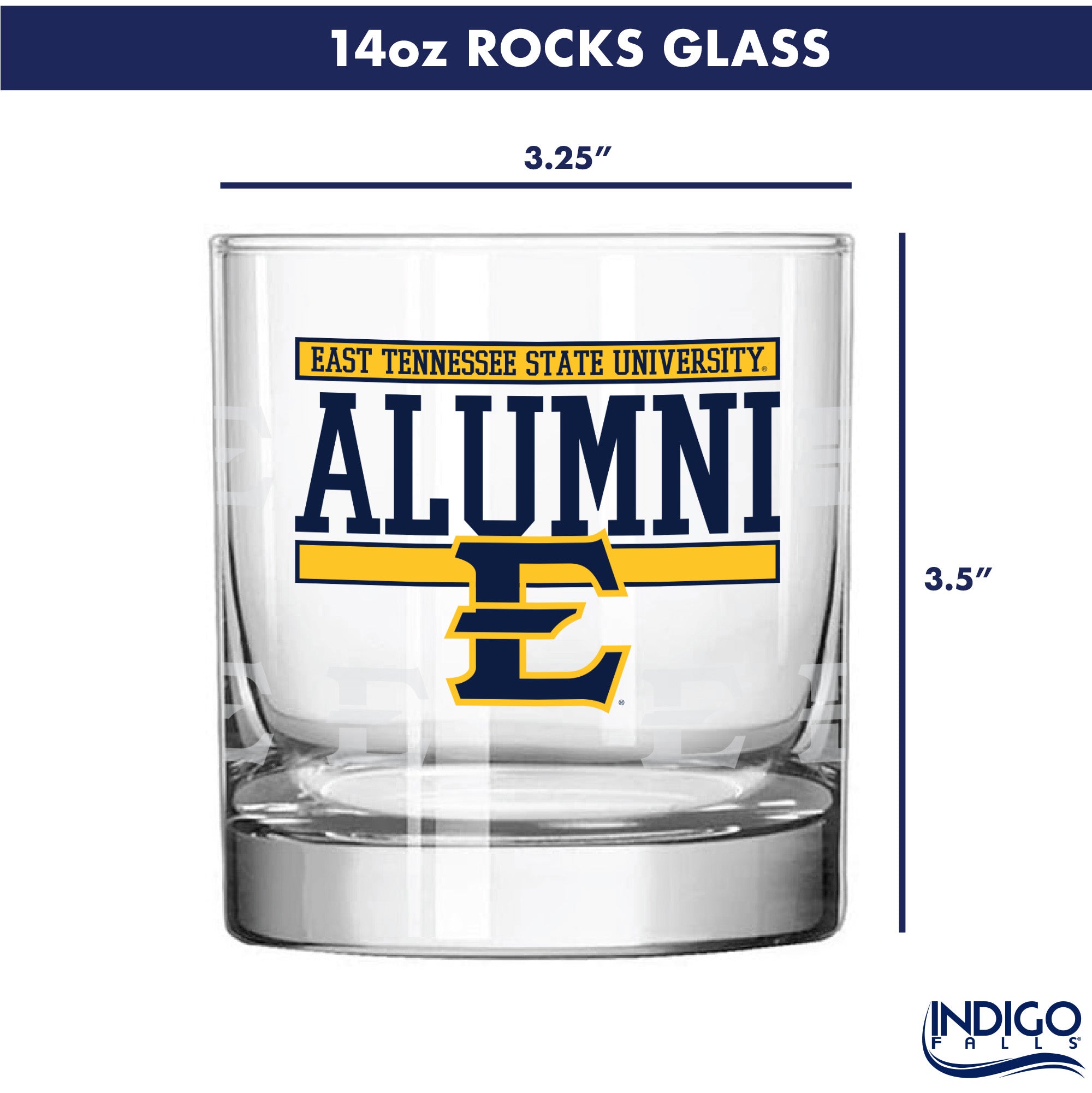 Set of 2 East Tennessee Buccaneers 14oz Alumni Rocks Glasses