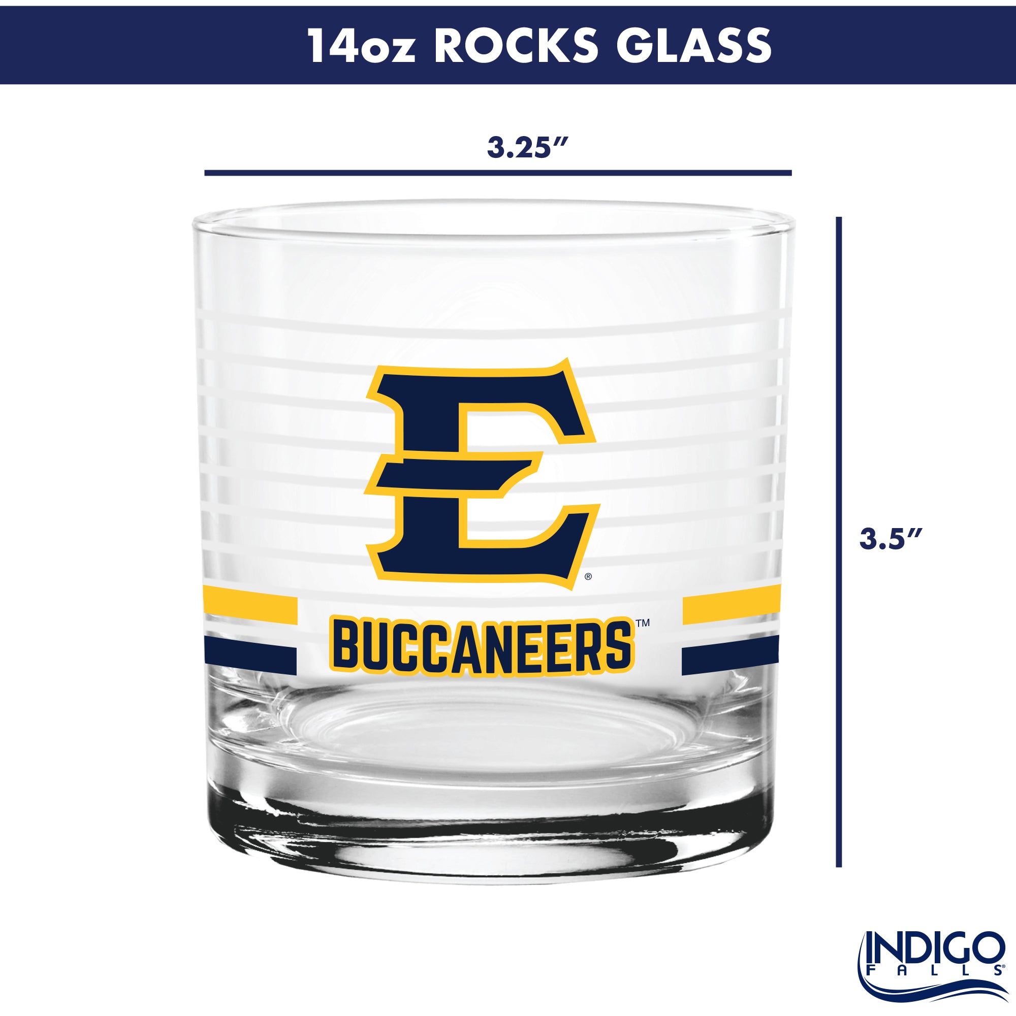 Set of 2 East Tennessee Buccaneers 14oz Ring Rocks Glasses