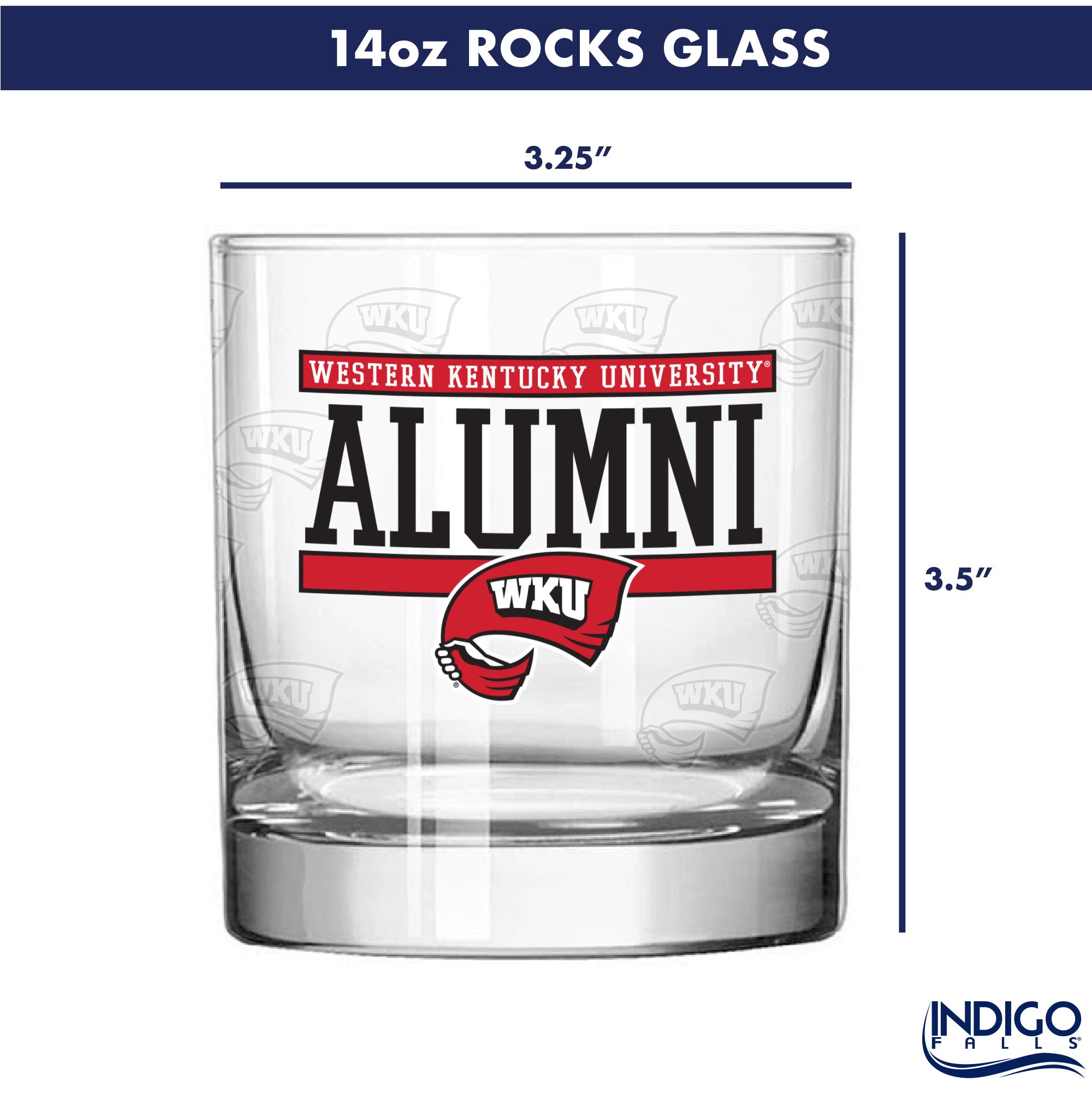 Set of 2 Western Kentucky Hilltoppers 14oz Alumni Rocks Glasses
