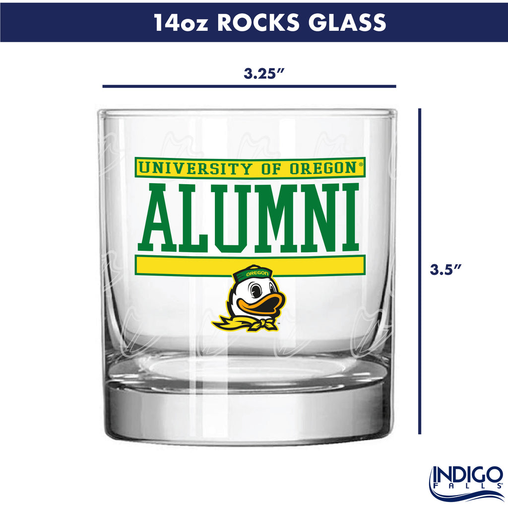 Set of 2 Oregon Ducks 14oz Alumni Rocks Glasses