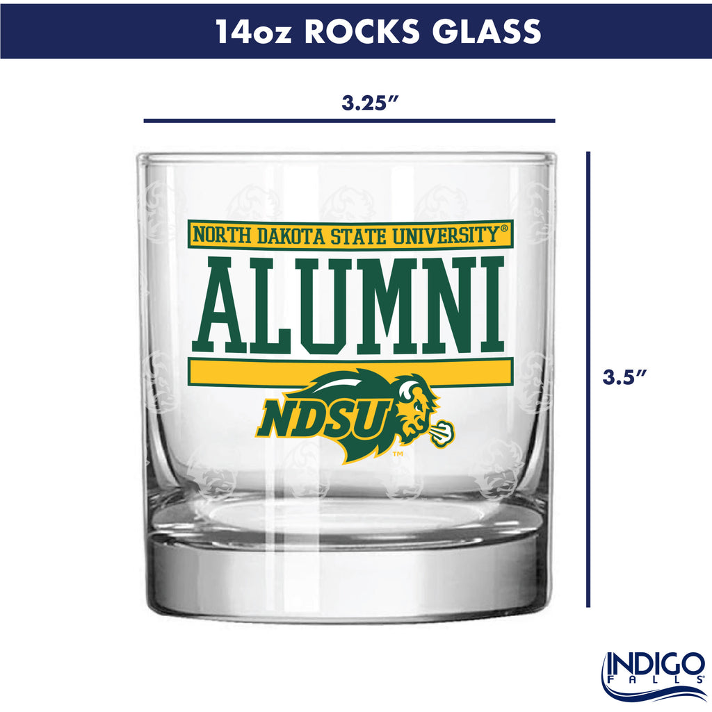 Set of 2 North Dakota State Bisons 14oz Alumni Rocks Glasses