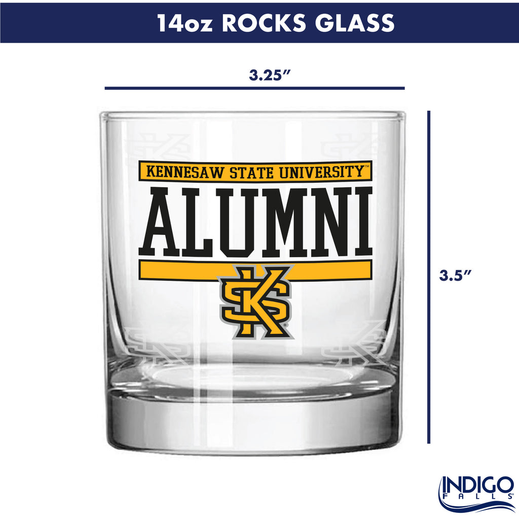 Set of 2 Kennesaw State Owls 14oz Alumni Rocks Glasses