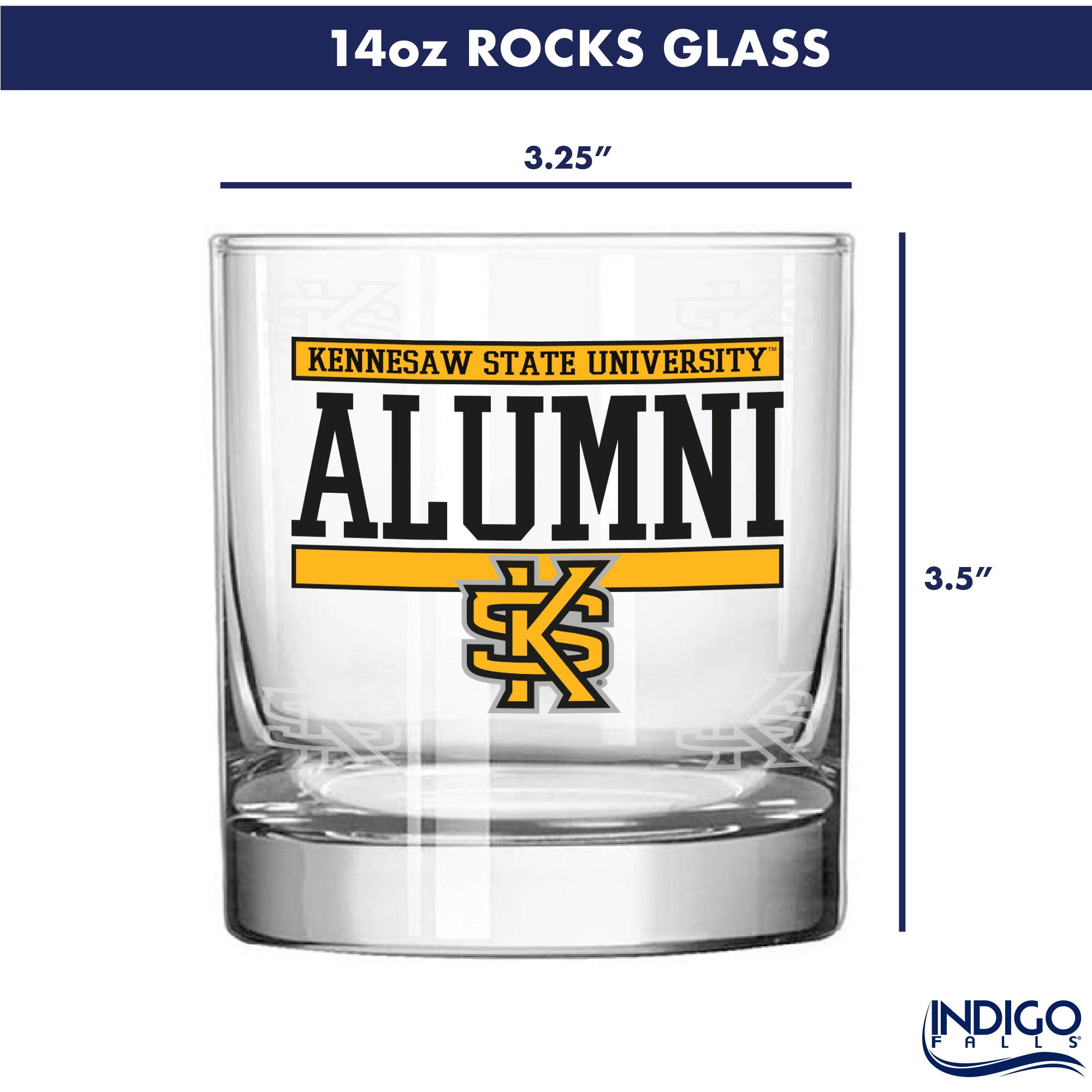 Set of 2 Kennesaw State Owls 14oz Alumni Rocks Glasses