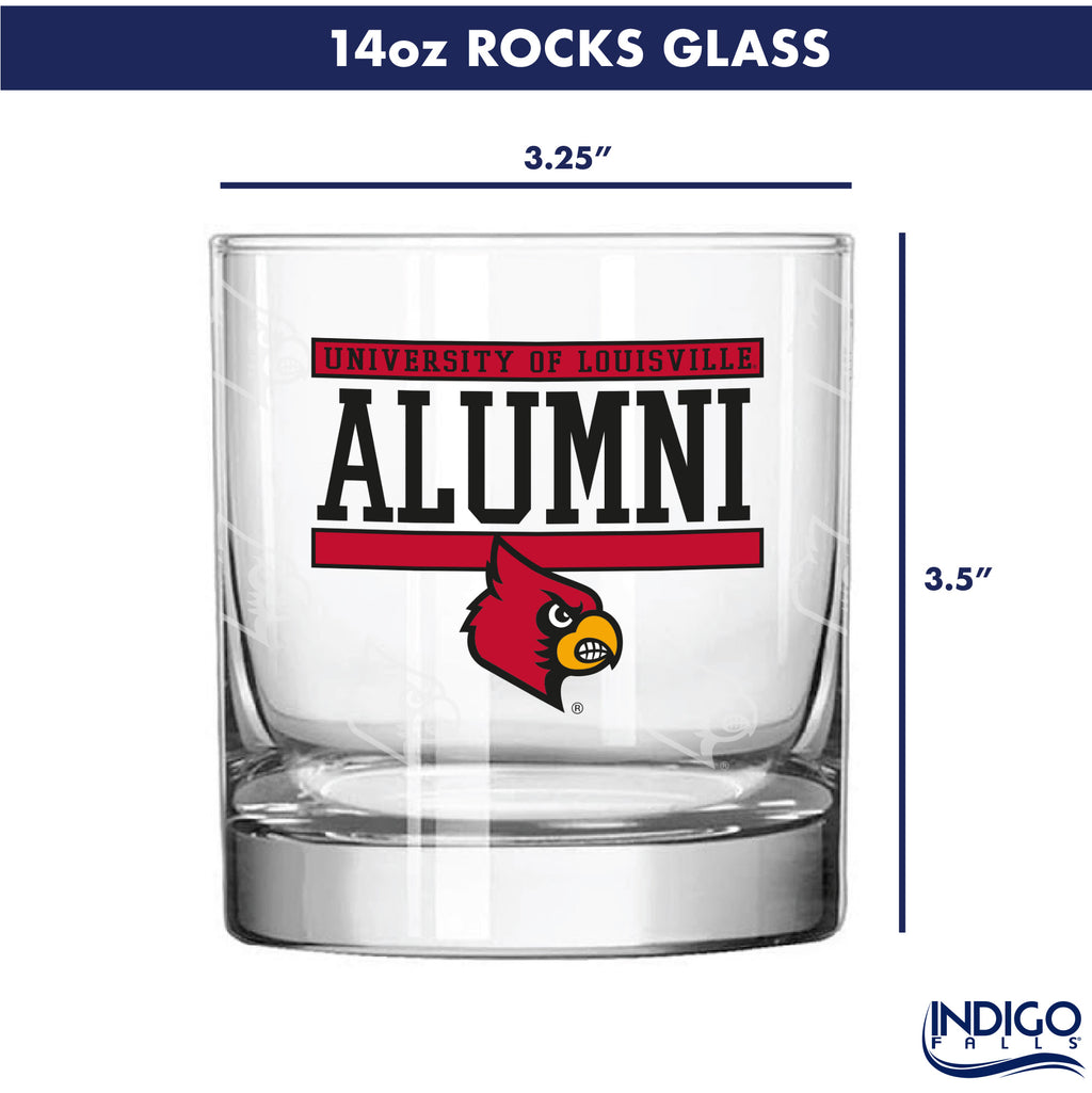 Set of 2 Louisville Cardinals 14oz Alumni Rocks Glasses