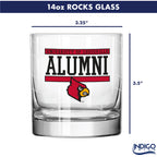 Set of 2 Louisville Cardinals 14oz Alumni Rocks Glasses