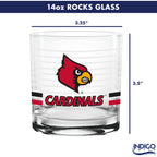 Set of 2 Louisville Cardinals 14oz Ring Rocks Glasses