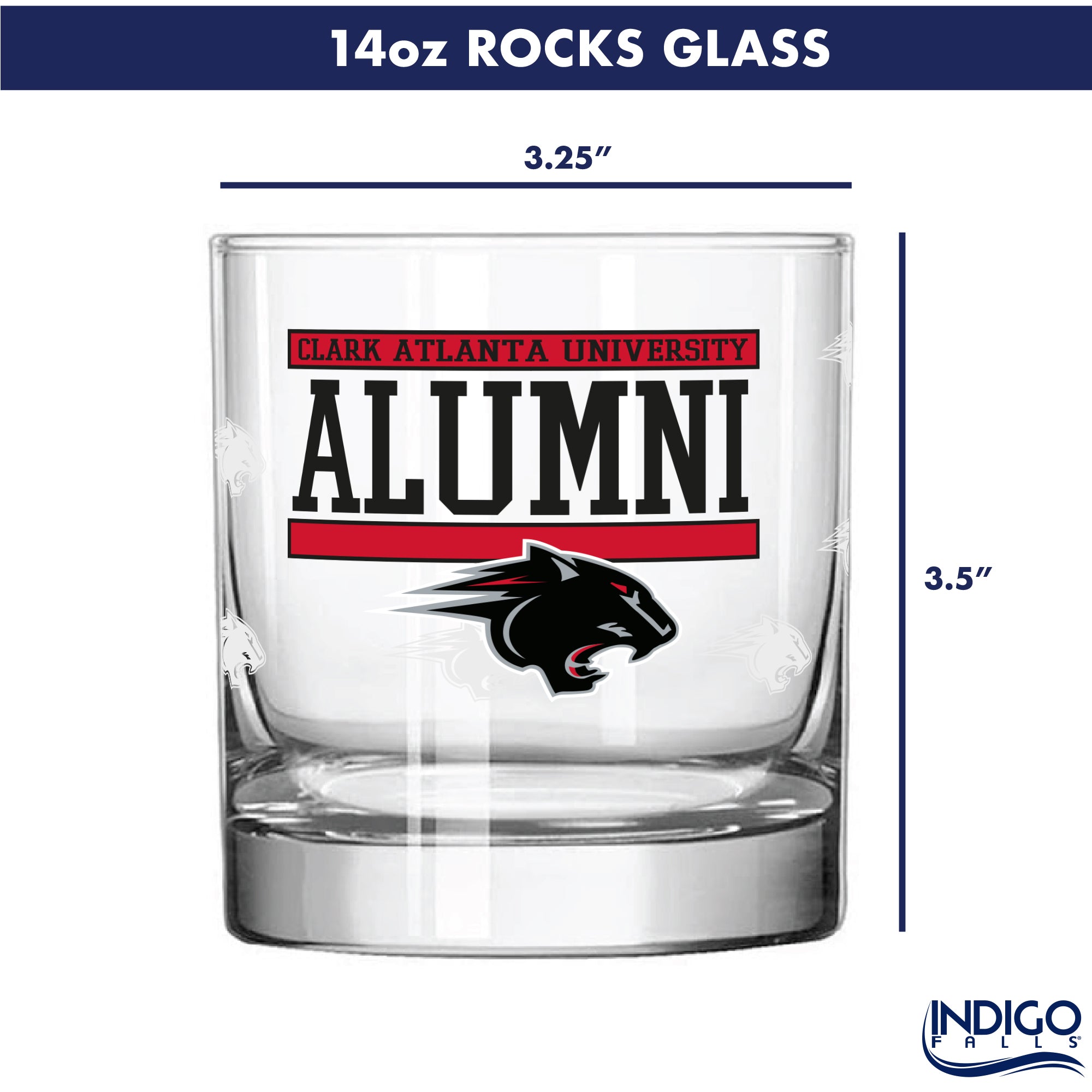 Set of 2 Clark Atlanta Panthers 14oz XD Alumni Rocks Glasses