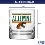 Set of 2 Florida A&M Rattlers 14oz XD Alumni Rocks Glasses