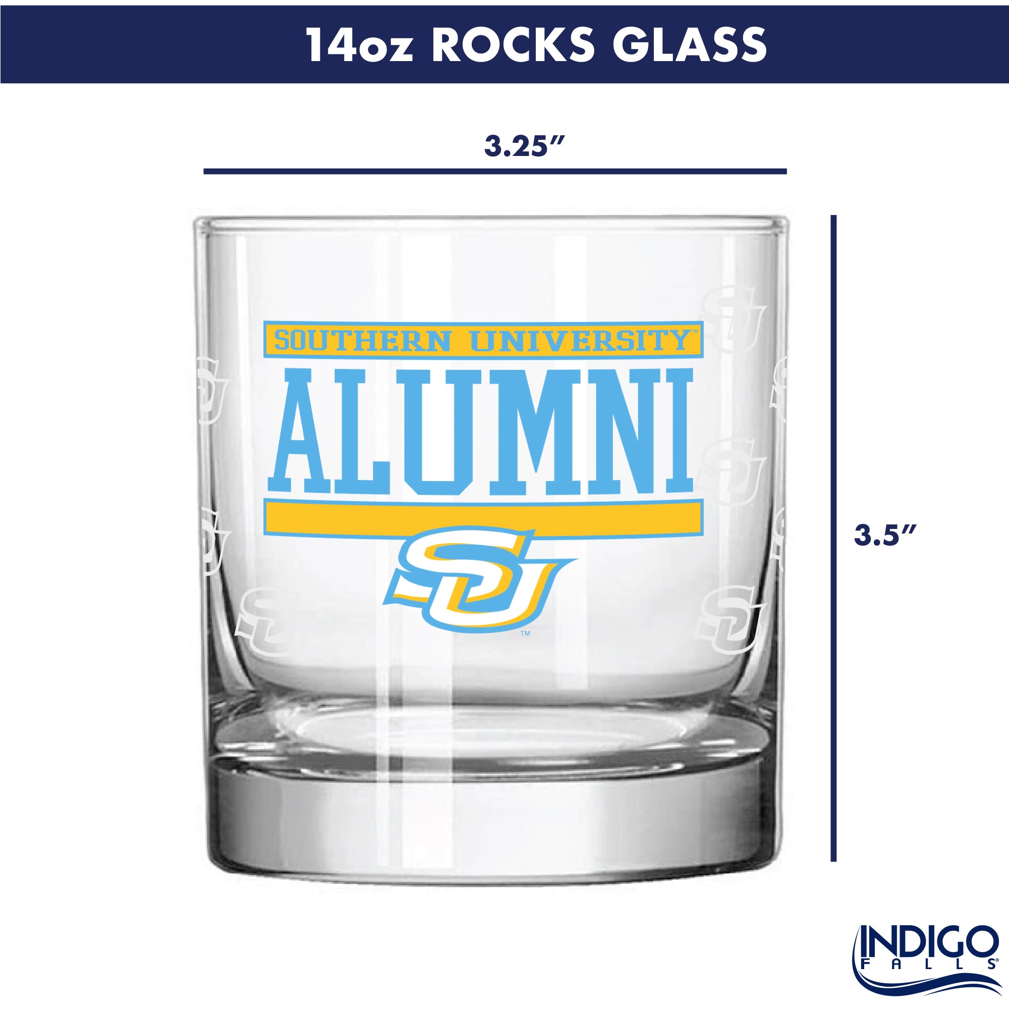 Set of 2 Southern A&M Jaguars 14oz XD Alumni Rocks Glasses