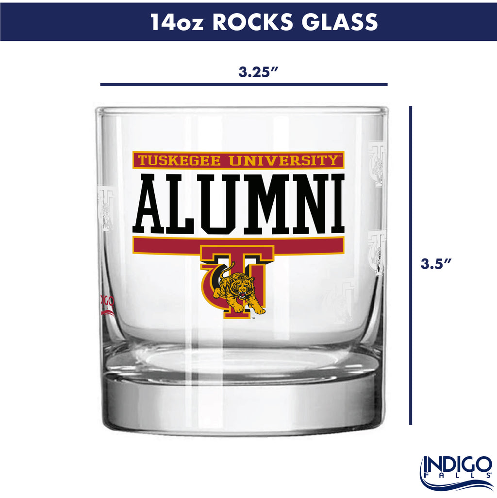 Set of 2 Tuskegee Golden Tigers 14oz XD Alumni Rocks Glasses
