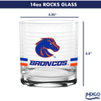 Set of 2 Boise State Broncos 14oz Ring Rocks Glasses