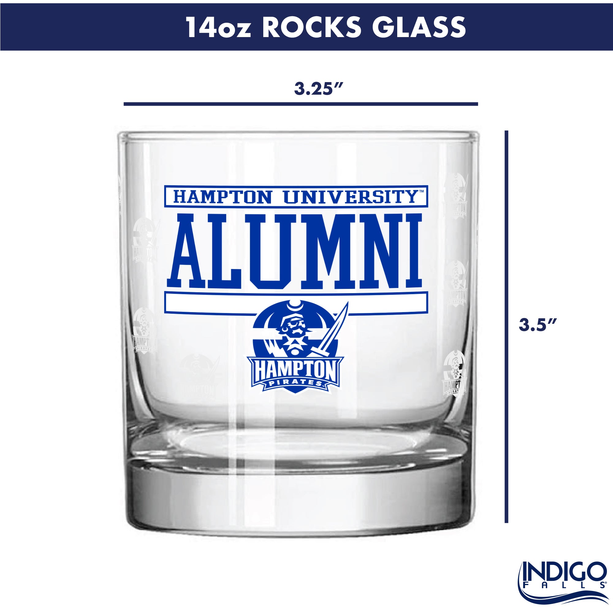 Set of 2 Hampton Pirates 14oz XD Alumni Rocks Glasses