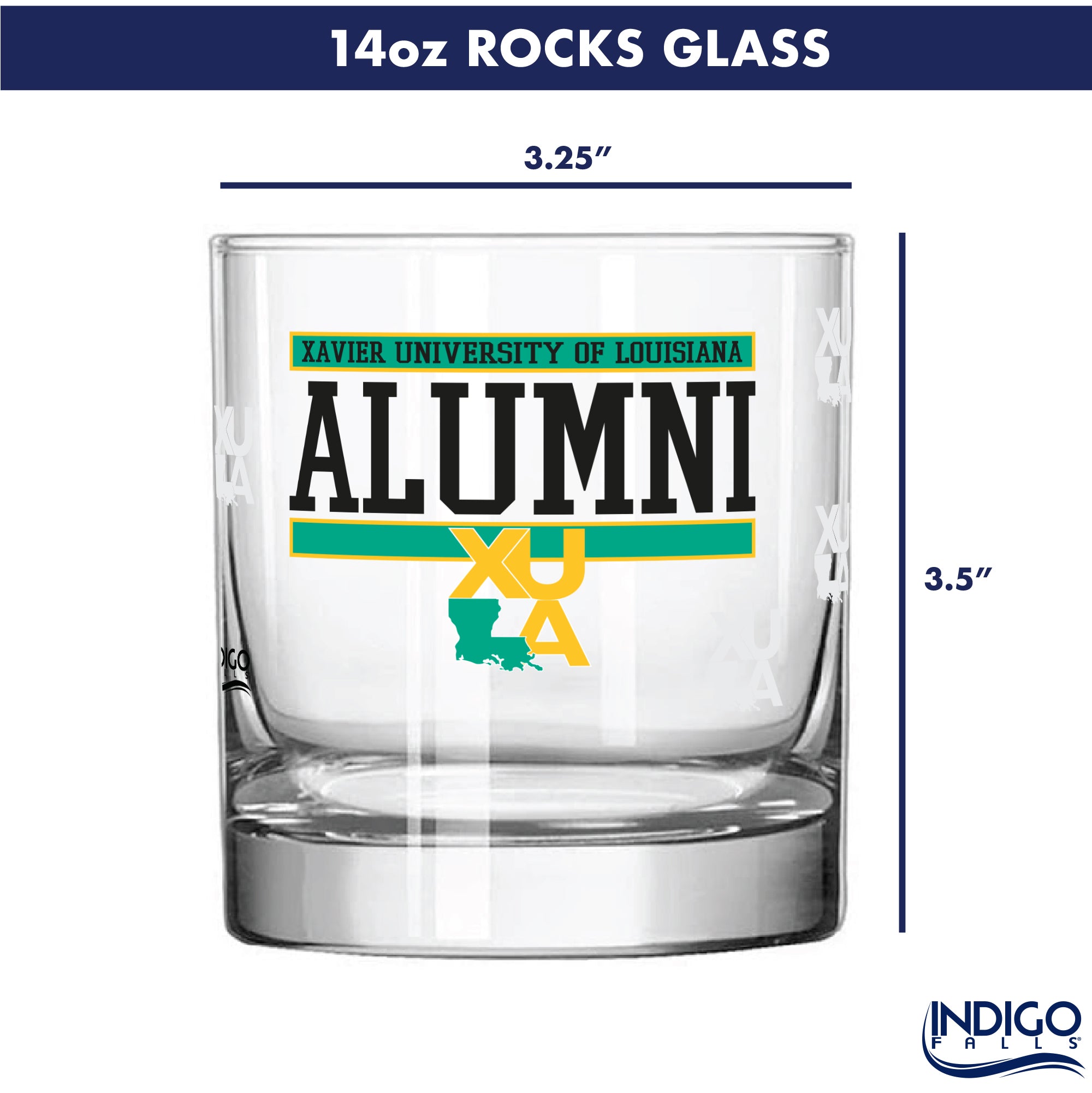 Set of 2 Xavier Louisiana Gold Rush-Nuggets 14oz XD Alumni Rocks Glasses