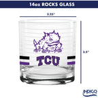 Set of 2 TCU Horned Frogs 14oz Ring Rocks Glasses