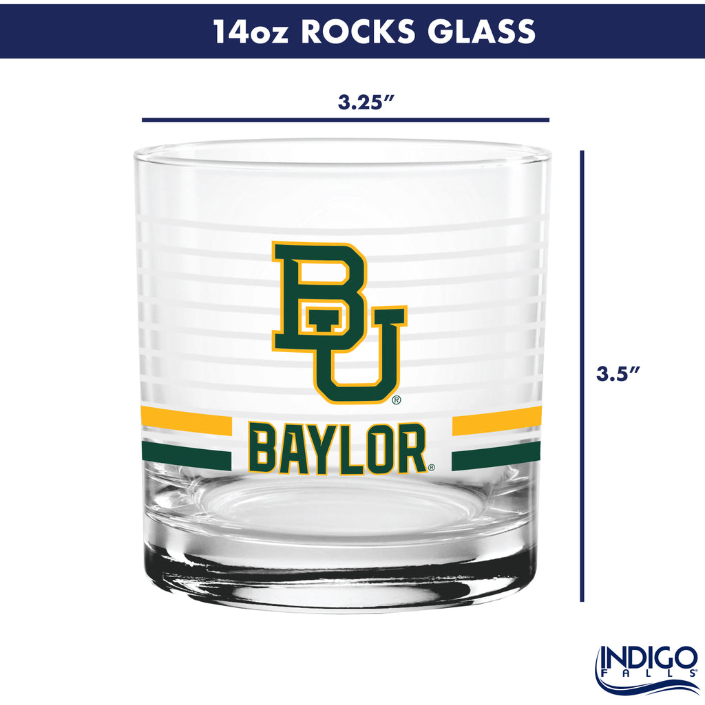Set of 2 Baylor Bears 14oz Ring Rocks Glasses