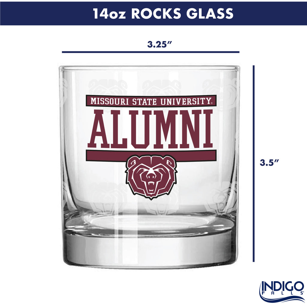 Set of 2 Missouri State Bears 14oz Alumni Rocks Glasses