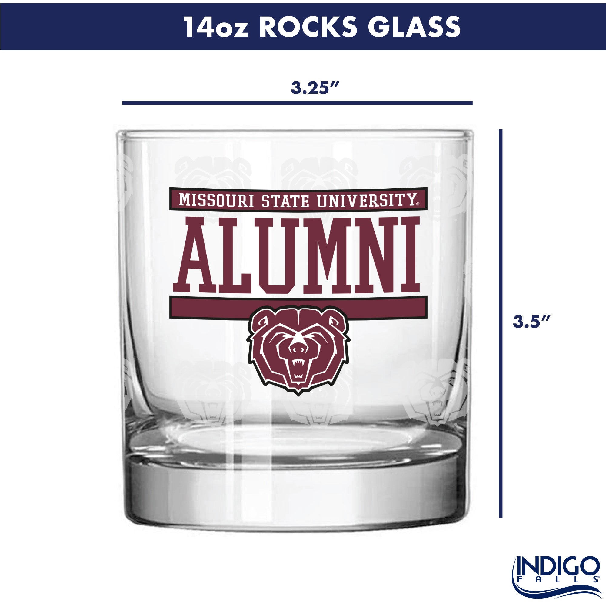 Set of 2 Missouri State Bears 14oz Alumni Rocks Glasses