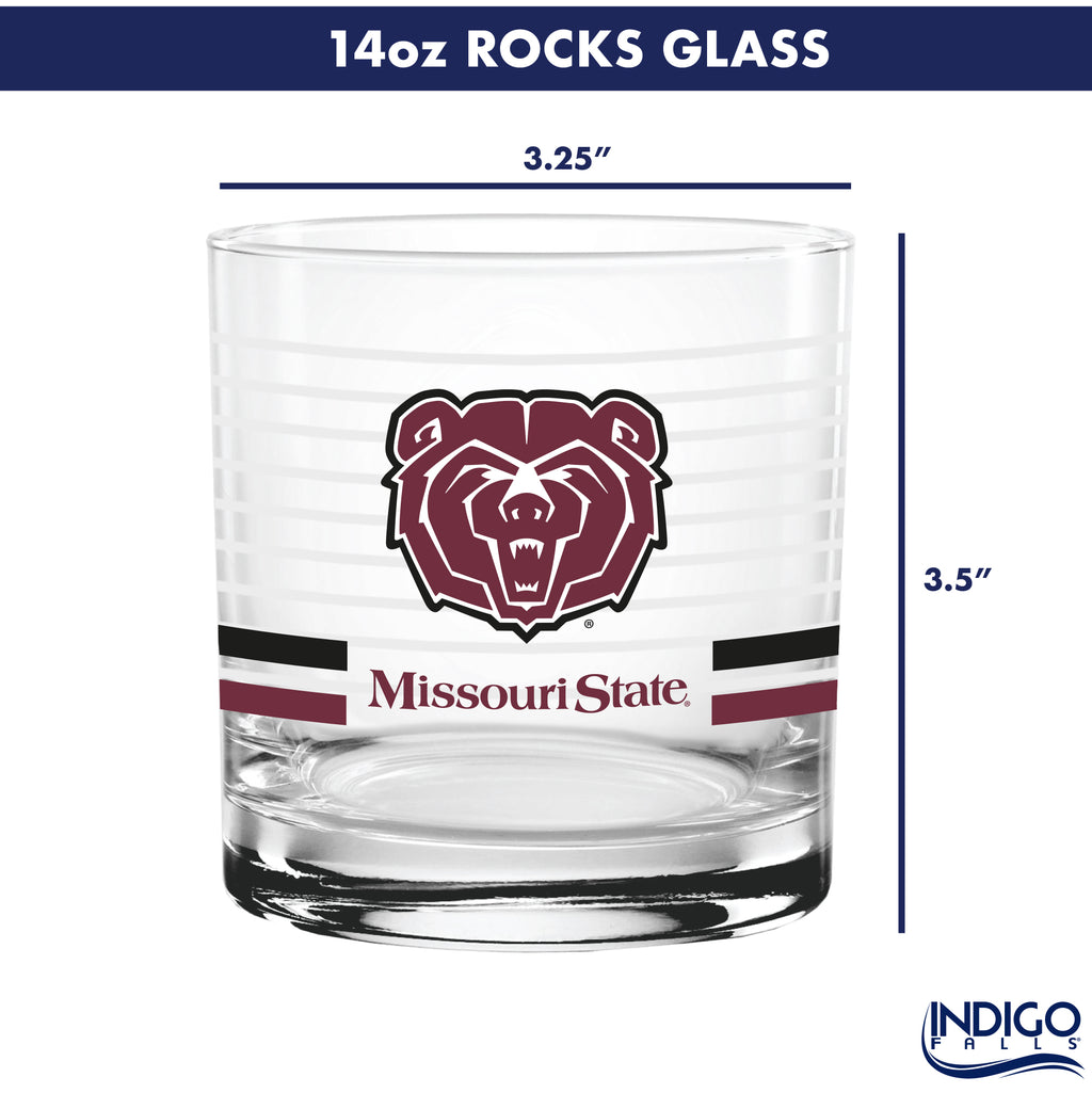 Set of 2 Missouri State Bears 14oz Ring Rocks Glasses