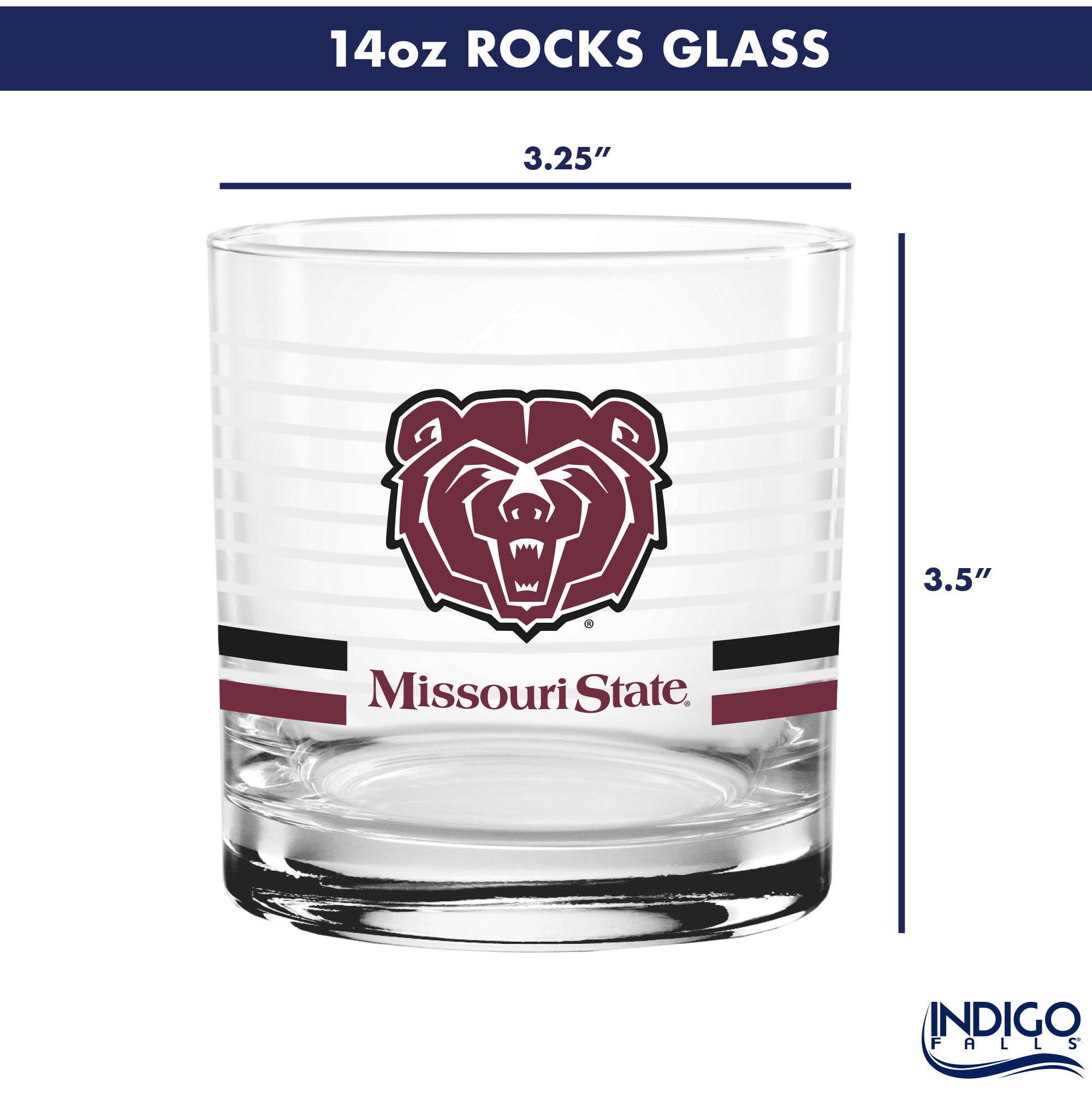 Set of 2 Missouri State Bears 14oz Ring Rocks Glasses