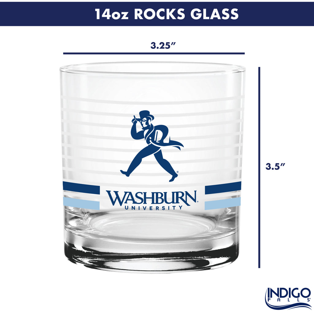 Set of 2 Washburn Ichabods 14oz Ring Rocks Glasses