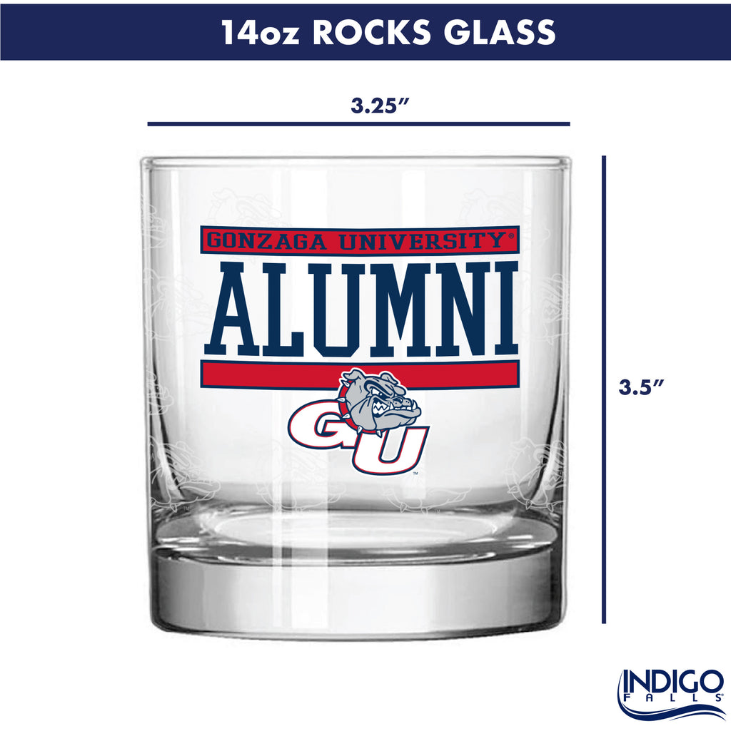 Set of 2 Gonzaga Bulldogs 14oz Alumni Rocks Glasses