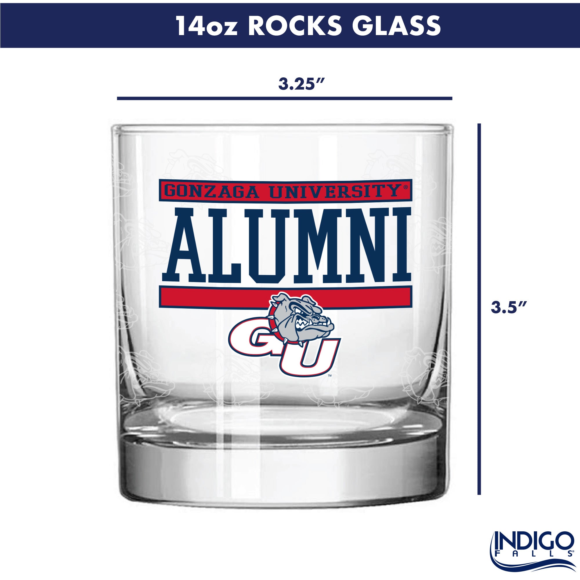 Set of 2 Gonzaga Bulldogs 14oz Alumni Rocks Glasses