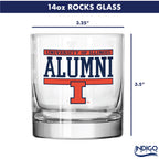 Set of 2 Illinois Fighting Illini 14oz Alumni Rocks Glasses