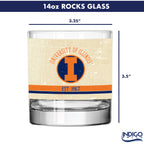 Illinois Fighting Illini Set of 2 College Vault Tan Retro 14oz Rocks Glasses