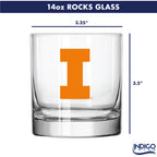 Set of 2 Illinois Fighting Illini College Vault Sketch 14oz Rocks Glasses