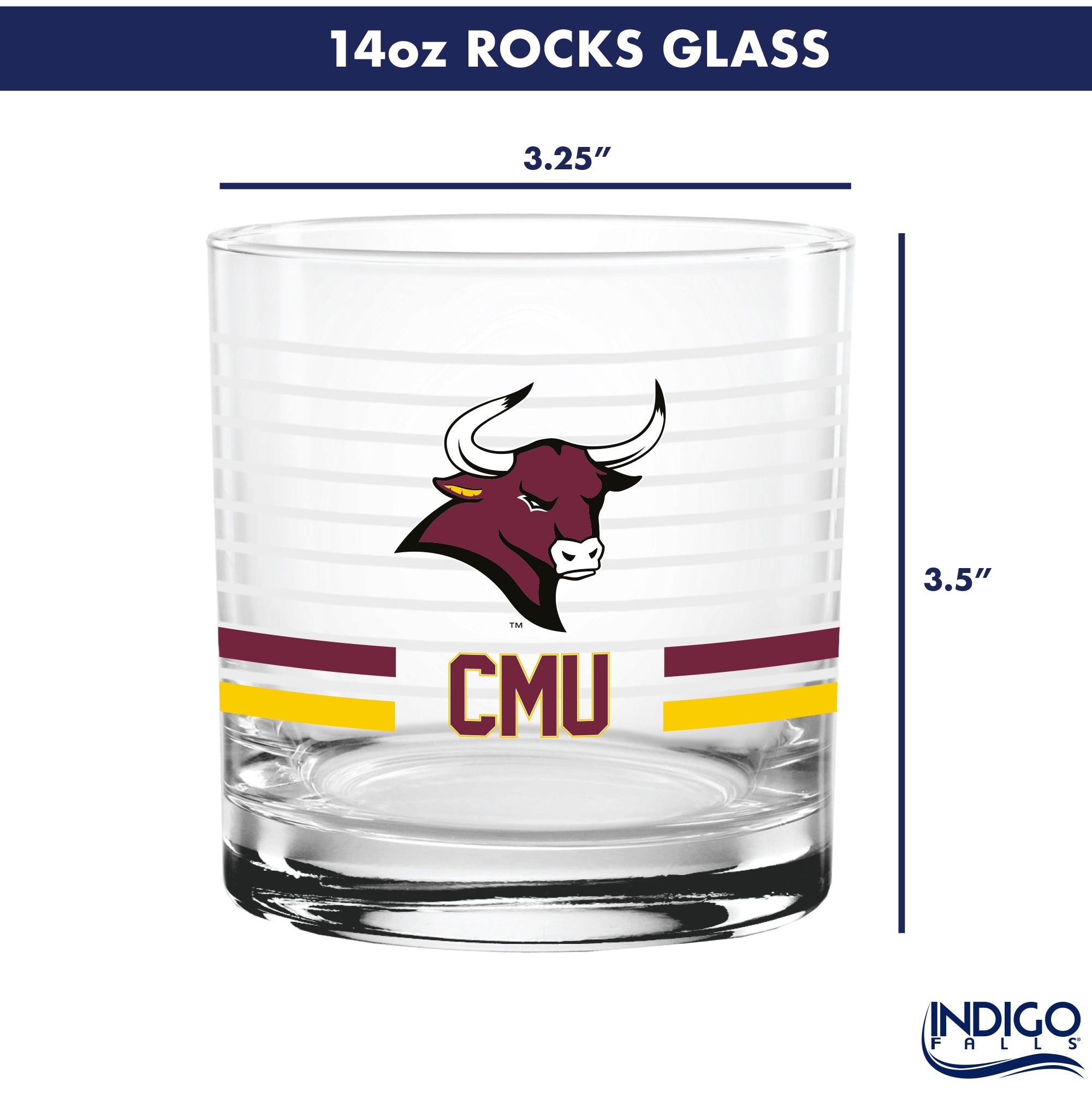Set of 2 Colorado Mesa Mavericks 14oz Ring Rocks Glasses