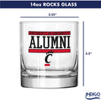 Set of 2 Cincinnati Bearcats 14oz Alumni Rocks Glasses