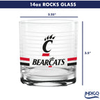 Set of 2 Cincinnati Bearcats 14oz Ring Rocks Glasses