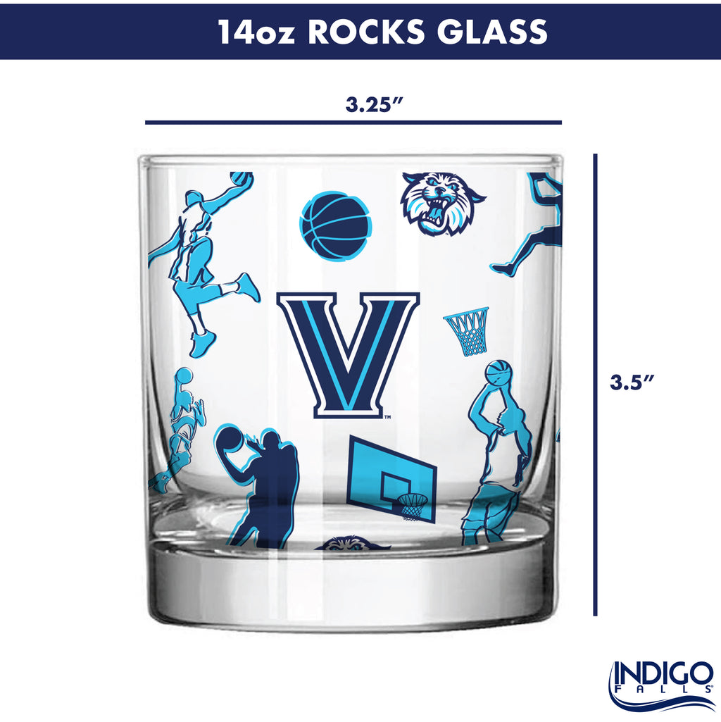 Set of 2 Villanova Wildcats Sketch 14oz Rocks Glasses