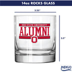 Set of 2 Ohio State Buckeyes 14oz XD Alumni Rocks Glasses
