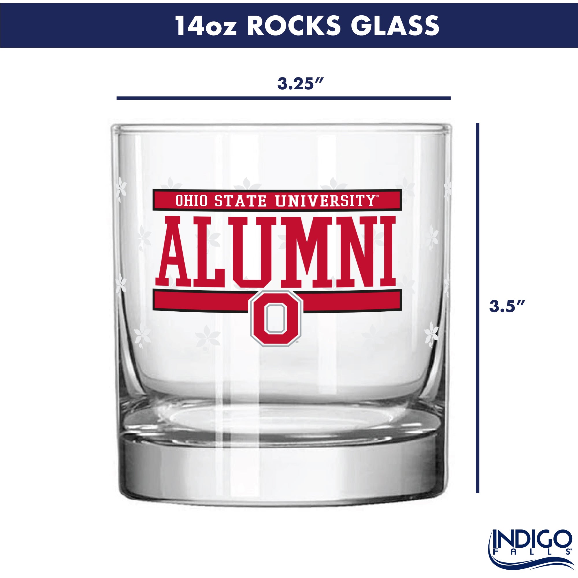 Set of 2 Ohio State Buckeyes 14oz XD Alumni Rocks Glasses