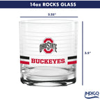 Set of 2 Ohio State Buckeyes 14oz Ring Rocks Glasses