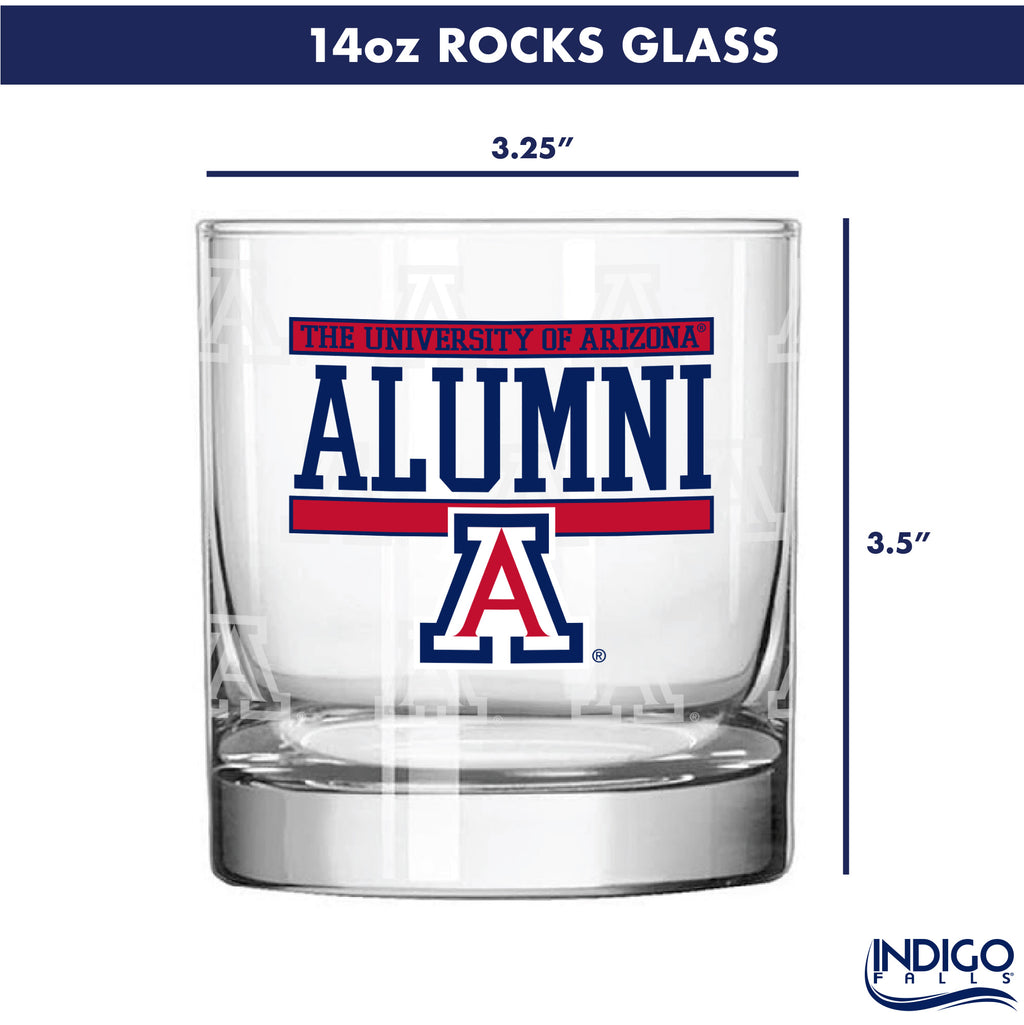 Set of 2 Arizona Wildcats 14oz Alumni Rocks Glasses