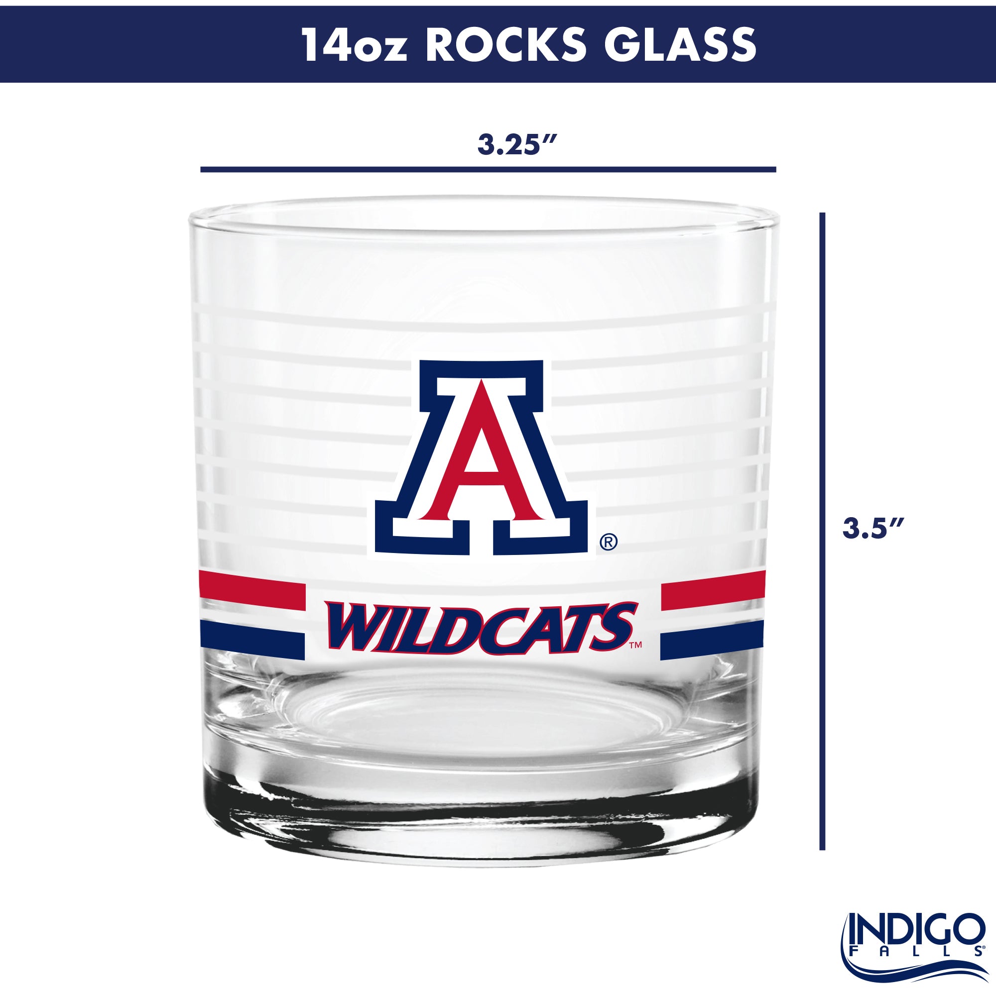 Set of 2 Arizona Wildcats 14oz Ring Rocks Glasses