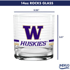 Set of 2 Washington Huskies 14oz Ring Rocks Glasses