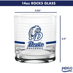 Set of 2 Drake Bulldogs 14oz Ring Rocks Glasses